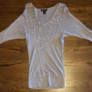 White House Black Market Sweater V-Neck Sequined